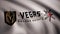 USA - NEW YORK, 12 August 2018: Waving flag with Vegas Golden Knights NHL hockey team logo. Close-up of waving flag with