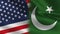 Usa and Pakistan Realistic Half Flags Together