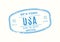 USA Passport stamp. Visa stamp for travel. New York international airport grunge sign. Immigration, arrival and departure symbol.