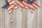 USA patriotic old flag on a stars and weathered wood background