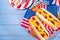 USA Patriotic picnic holiday hot dogs