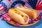 USA Patriotic picnic holiday hot dogs