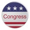 USA Politics News Badge: Congress Button With US Flag 3d illustration