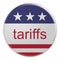 USA Politics News Badge: Tariffs Button With US Flag 3d illustration