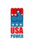 USA power. Patriot fist emblem. Sign of strong America. Logo for