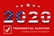 USA presidential election 2020 american vote, horizontal banner design on red background. Illustration