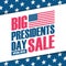 USA Presidents Day Big Sale special offer background with United States national flag for business, promotion and advertising.