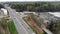 USA Road and Crossroad drone footage. Top view roadway and transport infrastructure