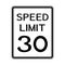 USA Road Traffic Transportation Sign: Speed Limit 30 On White Background,Vector Illustration