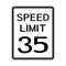 USA Road Traffic Transportation Sign: Speed Limit 35 On White Background,Vector Illustration