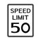 USA Road Traffic Transportation Sign: Speed Limit 50 On White Background,Vector Illustration