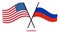 USA and Russia Flags Crossed And Waving Flat Style. Official Proportion. Correct Colors