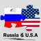 USA and Russia flags in puzzle