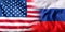 USA and Russia. Usa flag and Russia flag