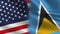 Usa and Saint Lucia Realistic Half Flags Together