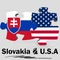 USA and Slovakia flags in puzzle