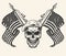 USA soldier skull emblem monochrome