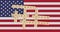 USA Sports Concept: Letter Tiles US Sports On US Flag, 3d illustration