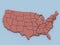 USA state map high detailed border. Political borders of the United States of America