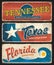 USA states Tennessee, Texas, Florida plates signs