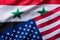 USA and Syria. Usa flag and Syria flag