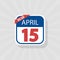 USA Tax Day Warning Icon, April 15th, the Federal Income Tax Deadline Reminder on a Flat Calendar Design. EPS10 Vector