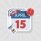 USA Tax Day Warning Icon, April 15th, the Federal Income Tax Deadline Reminder on a Flat Calendar Design. EPS10 Vector