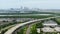 USA transportation infrastructure. Aerial view of American highway with fast driving vehicles in Tampa, Florida