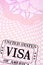 USA united states visa stamp passport page, copy space, vertical