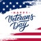USA Veterans Day greeting card with brush stroke background in United States national flag colors and hand lettering.