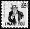 USA vintage postage stamp showing Uncle Sam