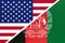 USA vs Afghanistan national flag from textile. Relationship between two american and asian countries