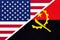 USA vs Angola national flag from textile. Relationship between two american and african countries