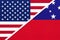 USA vs Samoa national flag from textile. Relationship between american and Oceania countries