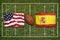 USA vs. Spain flags on rugby field