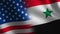 USA vs. Syria flag waving 3d. Transition. Alpha channel.
