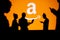USA, WASHINGTON, JANUARY 30, 2023: Amazon. Web Development Dreams Come True: Silhouetted Developers in Discussion with Company