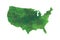 USA watercolor map vector illustration using green color paint on white background