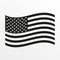 USA waving flag icon. Black and white United States of America national symbol. Vector illustration