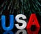 Usa Word And Fireworks As Symbol