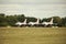 USAF Thunderbirds flying aerobatic team on a military airfield