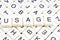Usage text word crossword title caption label cover background. Alphabet letter toy blocks. White alphabetical letters.