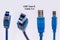 USB 3.0 Cable Type B Male SuperSpeed USB Adapter Connector Wire Plug for Printer, Scanner, - Blue. Isolated on white background