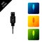 USB cable cord icon isolated. Connectors and sockets for PC and mobile devices. Computer peripherals connector or