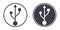 USB connection icon industry standard round shape