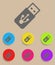 USB Flash drive vector icon with color variations