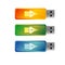 USB flash drives, colored portable data storage.