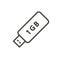 Usb icon vector. Line flash drive symbol.