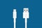 USB and micro USB cables on blue background simple technology