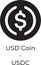 USD Coin USDC cryptocurrency icon on flag